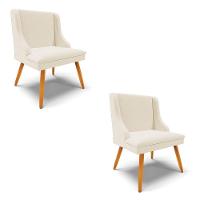 Kit 2 Cadeiras De Jantar Liz Linho Pés Palito Castanho D03 - Drossi Cor A26 Gafite - 1