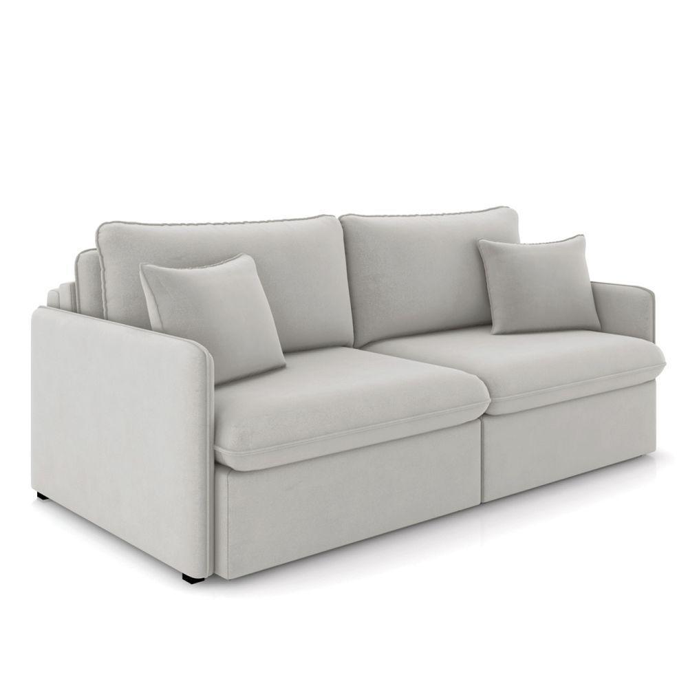 Sofá Retrátil Reclinável 4 Lugares 254cm Maili Veludo Cinza K01 - D'rossi - 4