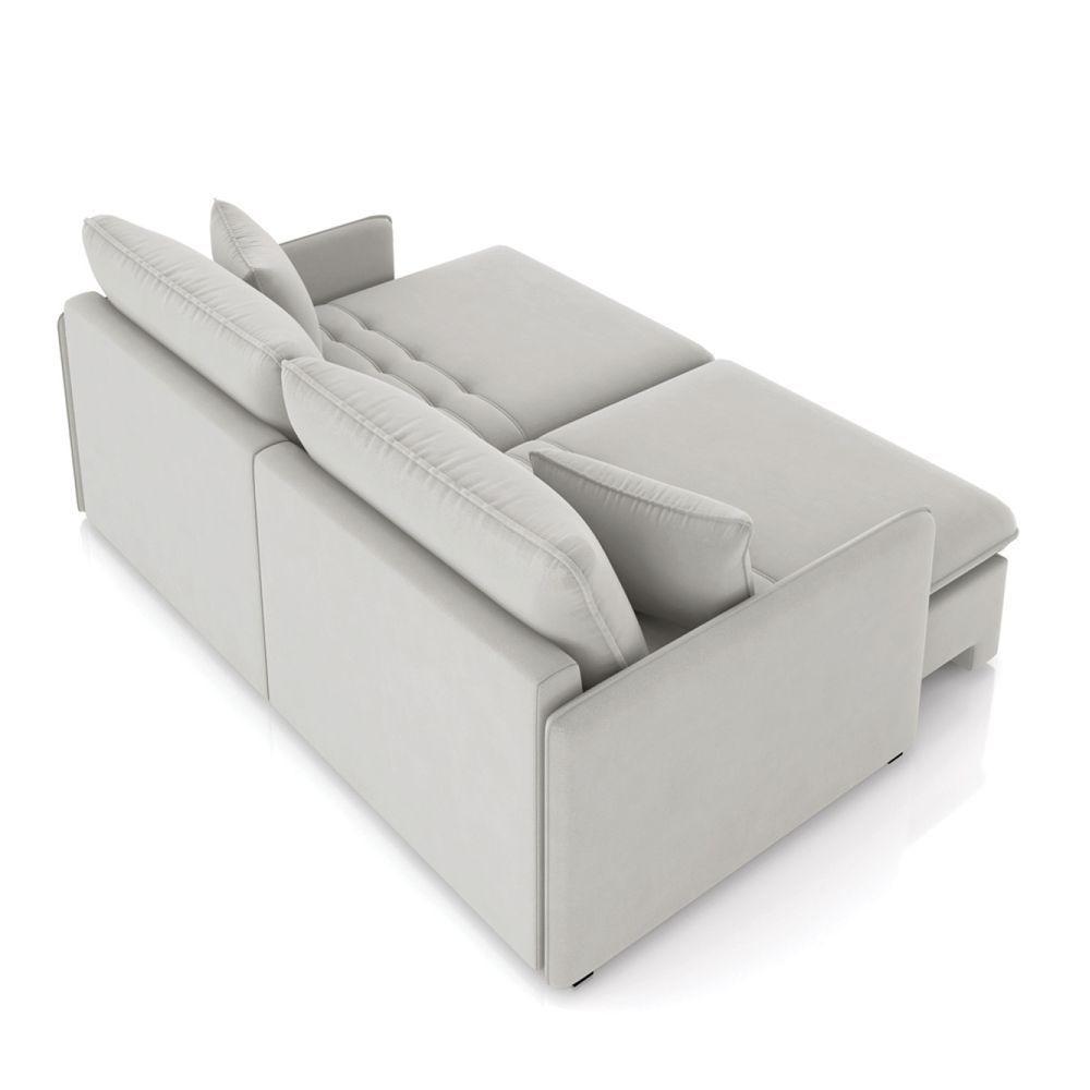 Sofá Retrátil Reclinável 4 Lugares 254cm Maili Veludo Cinza K01 - D'rossi - 6