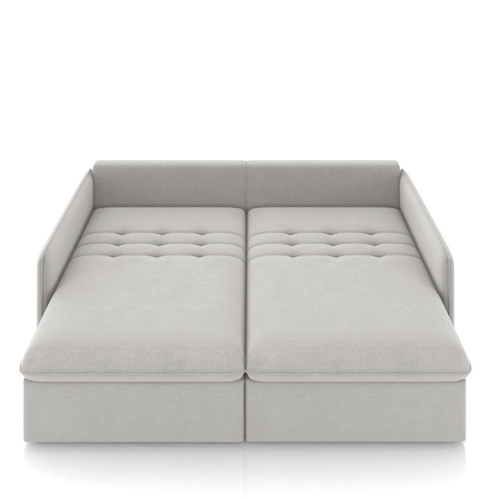 Sofá Retrátil Reclinável 4 Lugares 254cm Maili Veludo Cinza K01 - D'rossi - 7