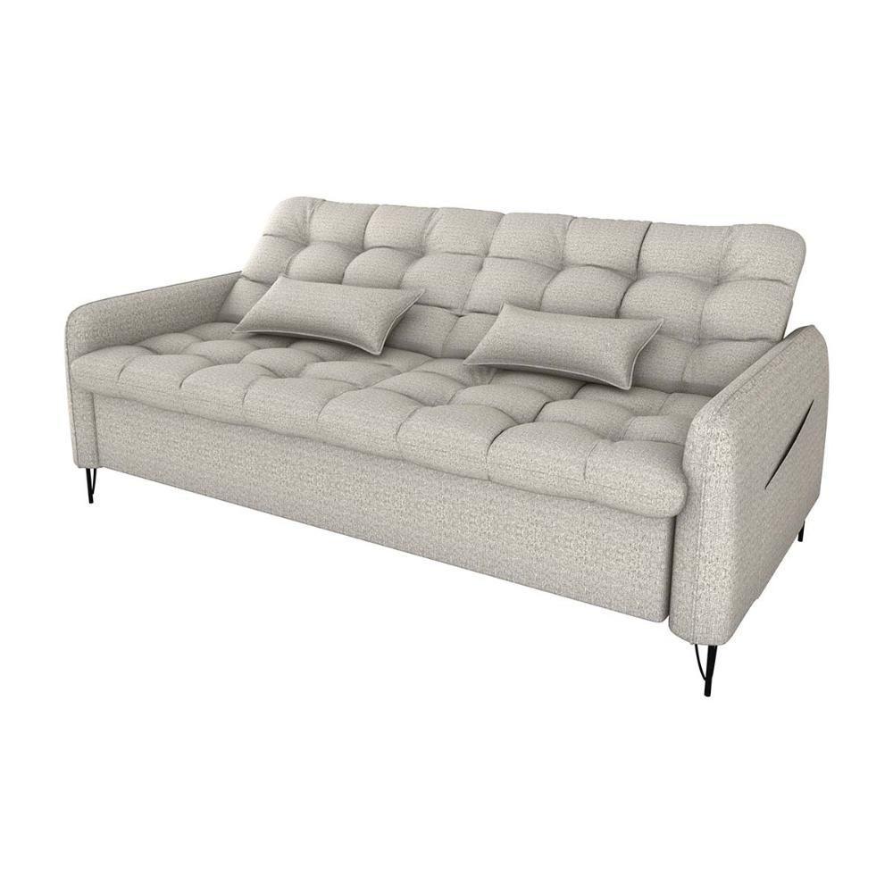 Sofá Cama Reclinável Com Almofadas 3 Lugares 200cm Pillar Matrix Linho Mileniun Palha - 2