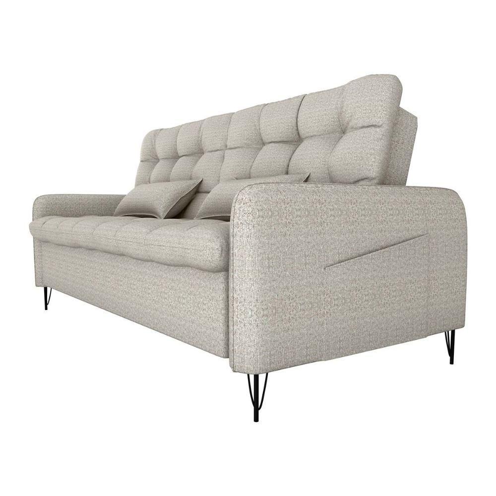 Sofá Cama Reclinável Com Almofadas 3 Lugares 200cm Pillar Matrix Linho Mileniun Palha - 4