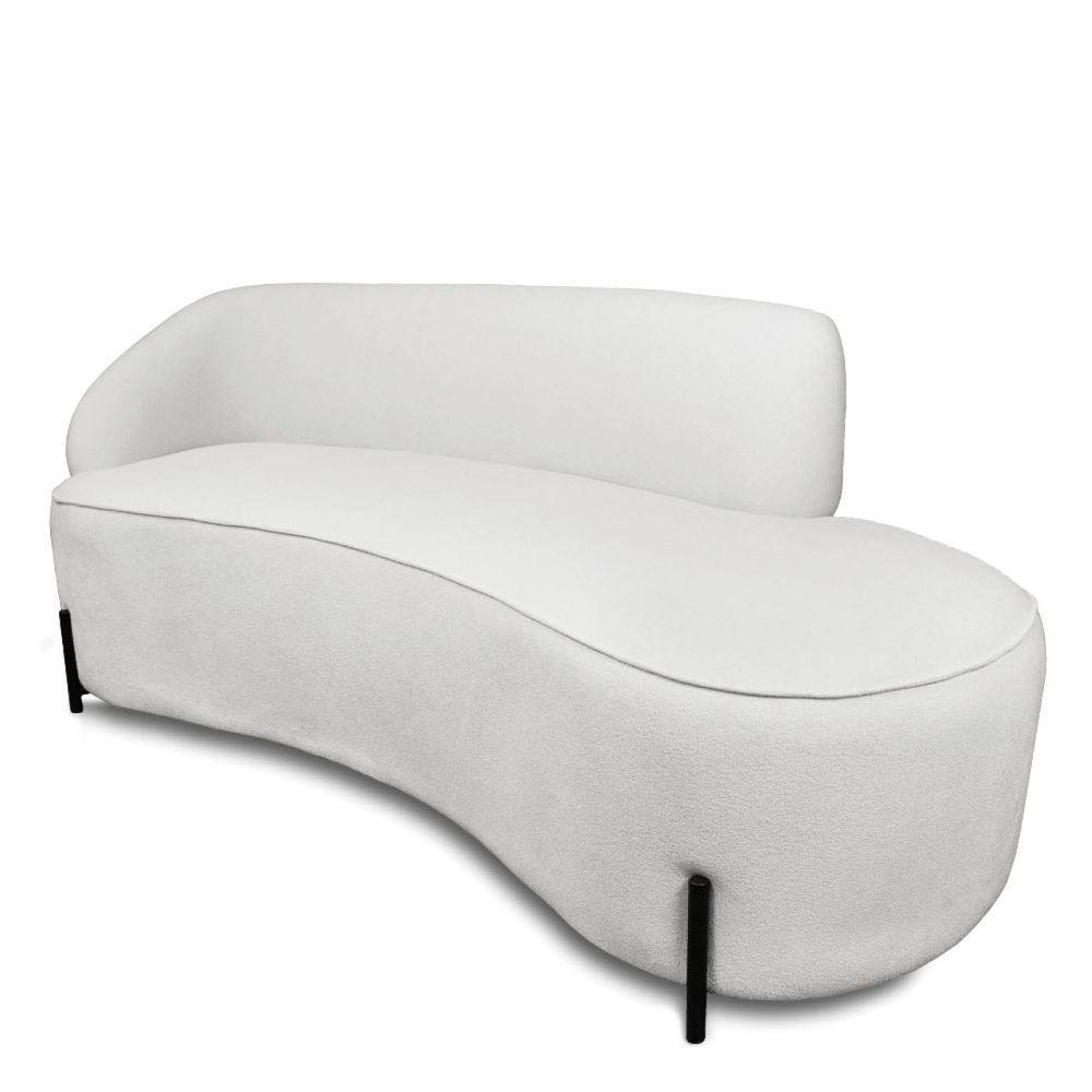 Sofá 4 Lugares Orgânico 220cm Pé Ferro Preto Morgan Bouclê Cinza D03 - D'rossi - 1