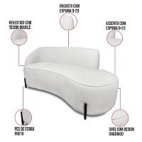 Sofá 4 Lugares Orgânico 220cm Pé Ferro Preto Morgan Bouclê Cinza D03 - D'rossi - 2