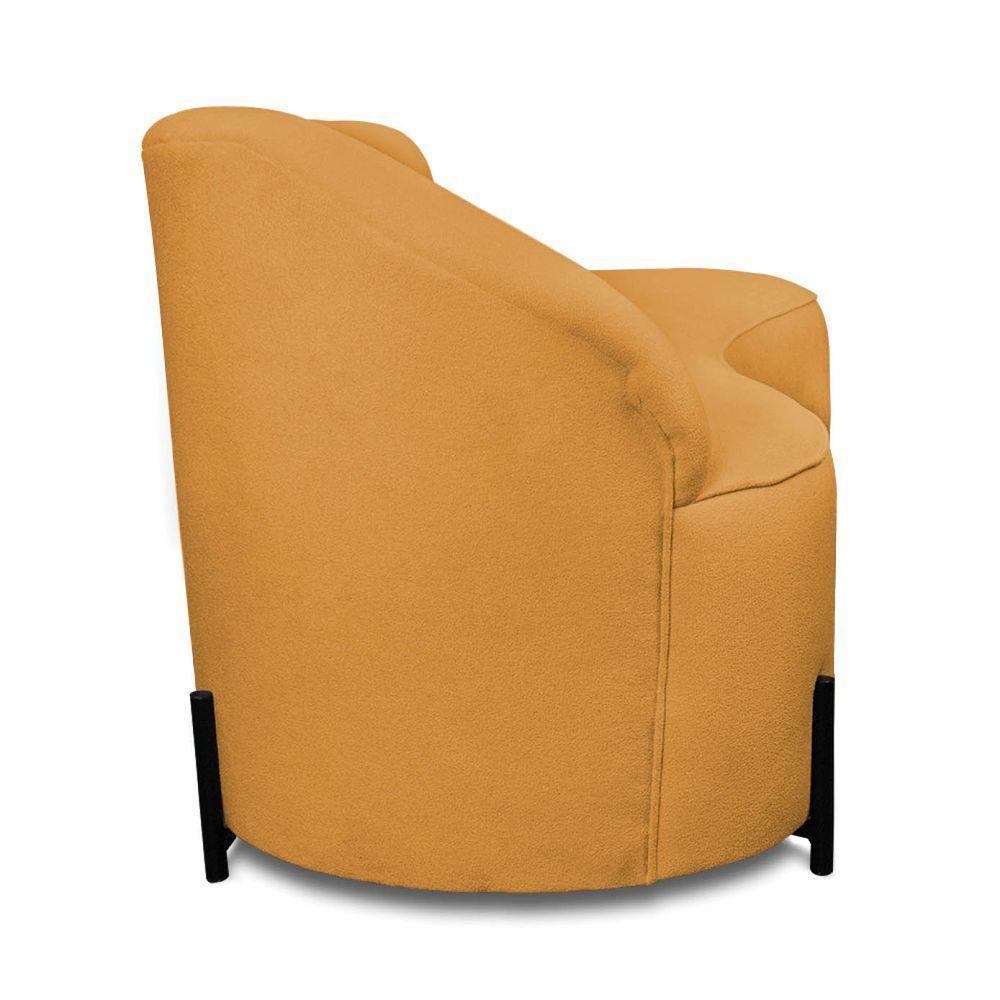 Sofá 4 Lugares Orgânico 220cm Pé Ferro Preto Morgan Bouclê Mostarda D03 - D'rossi - 6