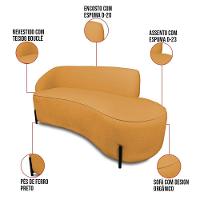 Sofá 4 Lugares Orgânico 220cm Pé Ferro Preto Morgan Bouclê Mostarda D03 - D'rossi - 2