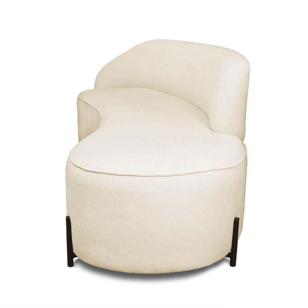 Sofá 4 Lugares Orgânico 220cm Pé Ferro Preto Morgan Bouclê Bege D03 - D'rossi - 6