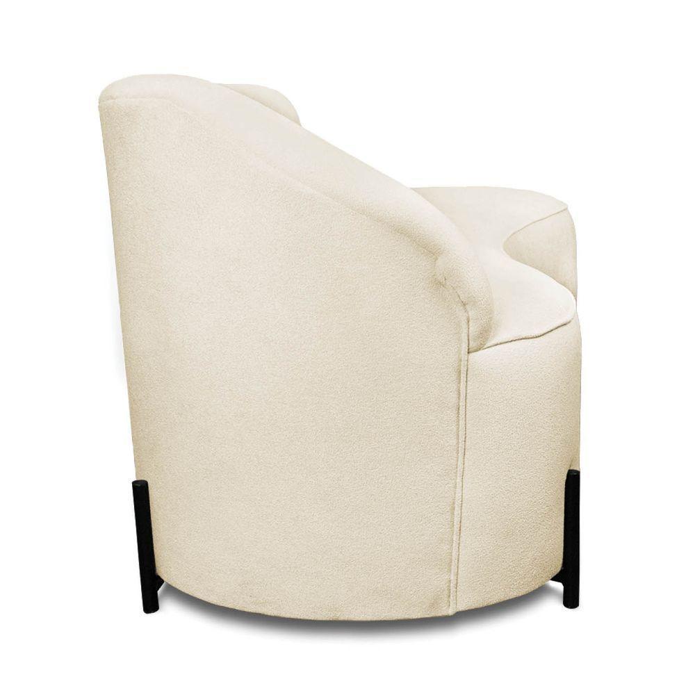 Sofá 4 Lugares Orgânico 220cm Pé Ferro Preto Morgan Bouclê Bege D03 - D'rossi - 7