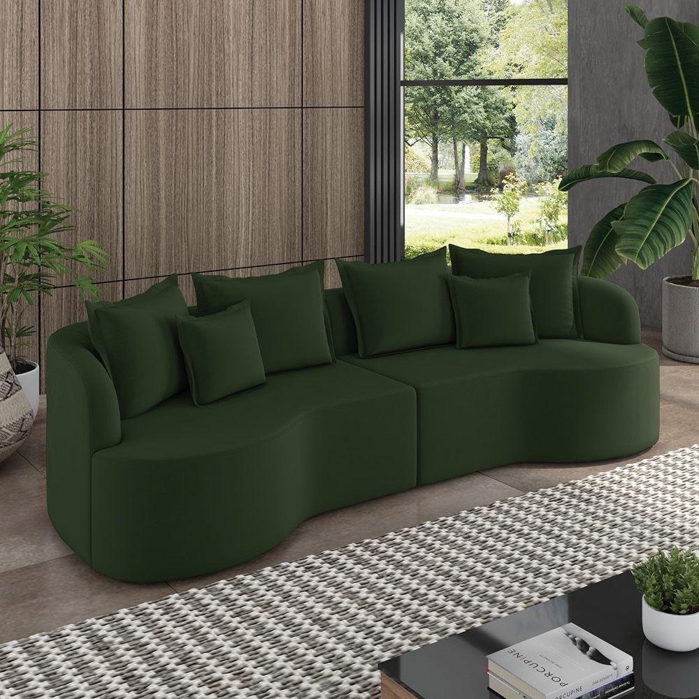 Sofá 4 Lugares Orgânico Living 250cm Mersa Veludo Verde K01 - D'rossi - 2