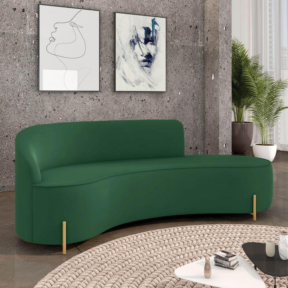 Sofá 4 Lugares Orgânico 220cm Pé Dourado Morgan Veludo Verde D03 - D'rossi - 2