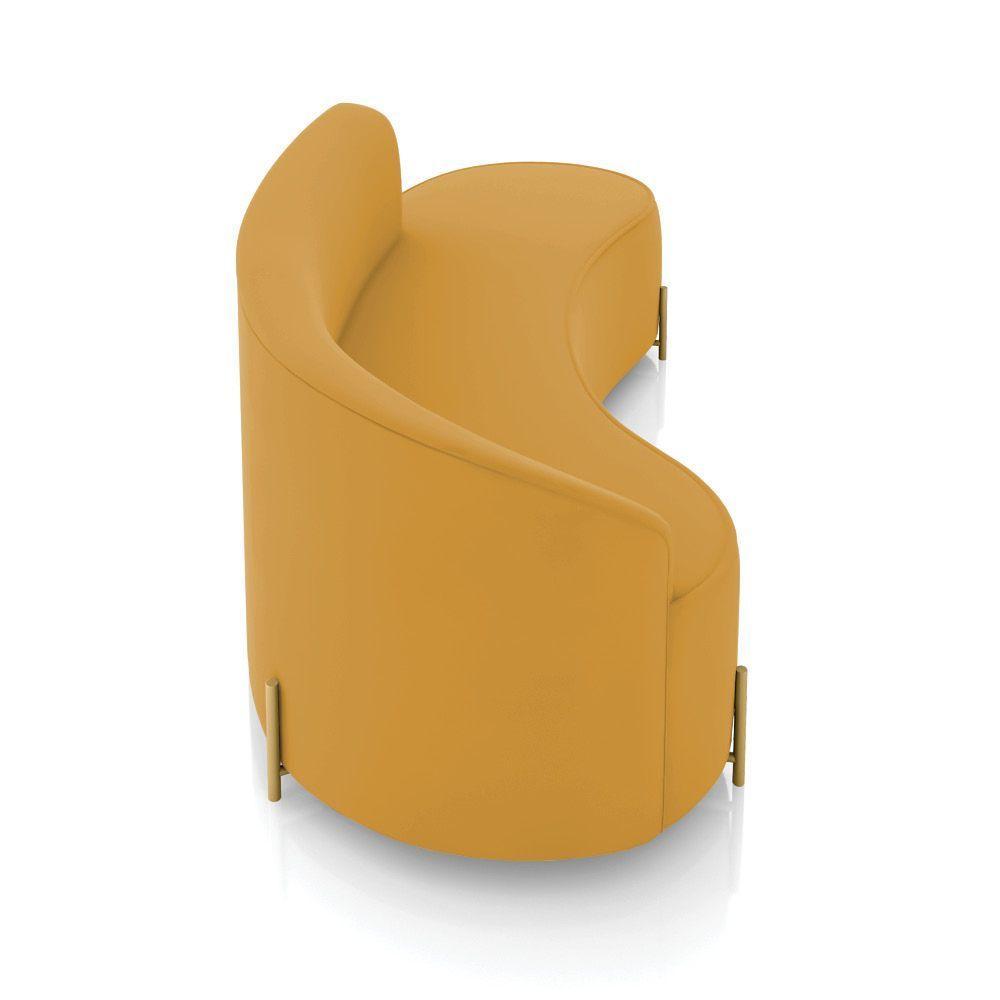 Sofá 4 Lugares Orgânico 220cm Pé Ferro Dourado Morgan Veludo Mostarda D03 - D'rossi - 7