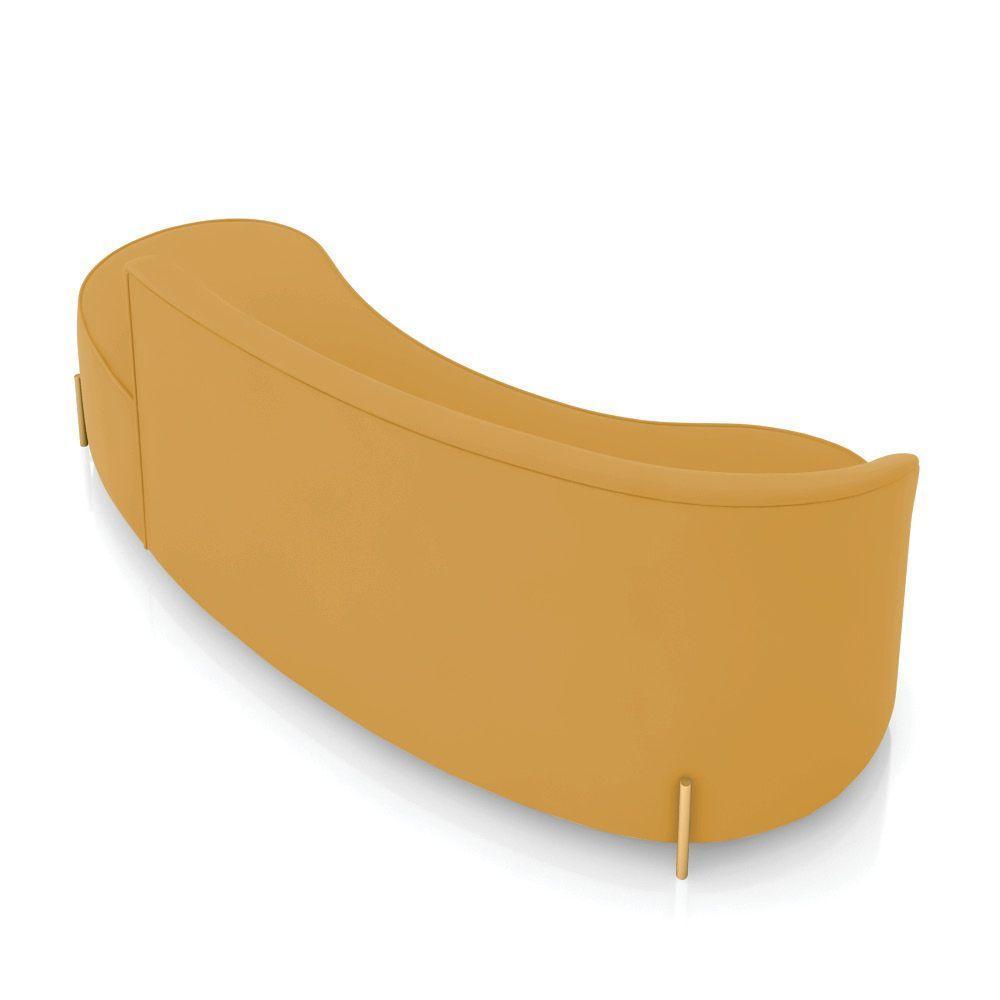 Sofá 4 Lugares Orgânico 220cm Pé Ferro Dourado Morgan Veludo Mostarda D03 - D'rossi - 8