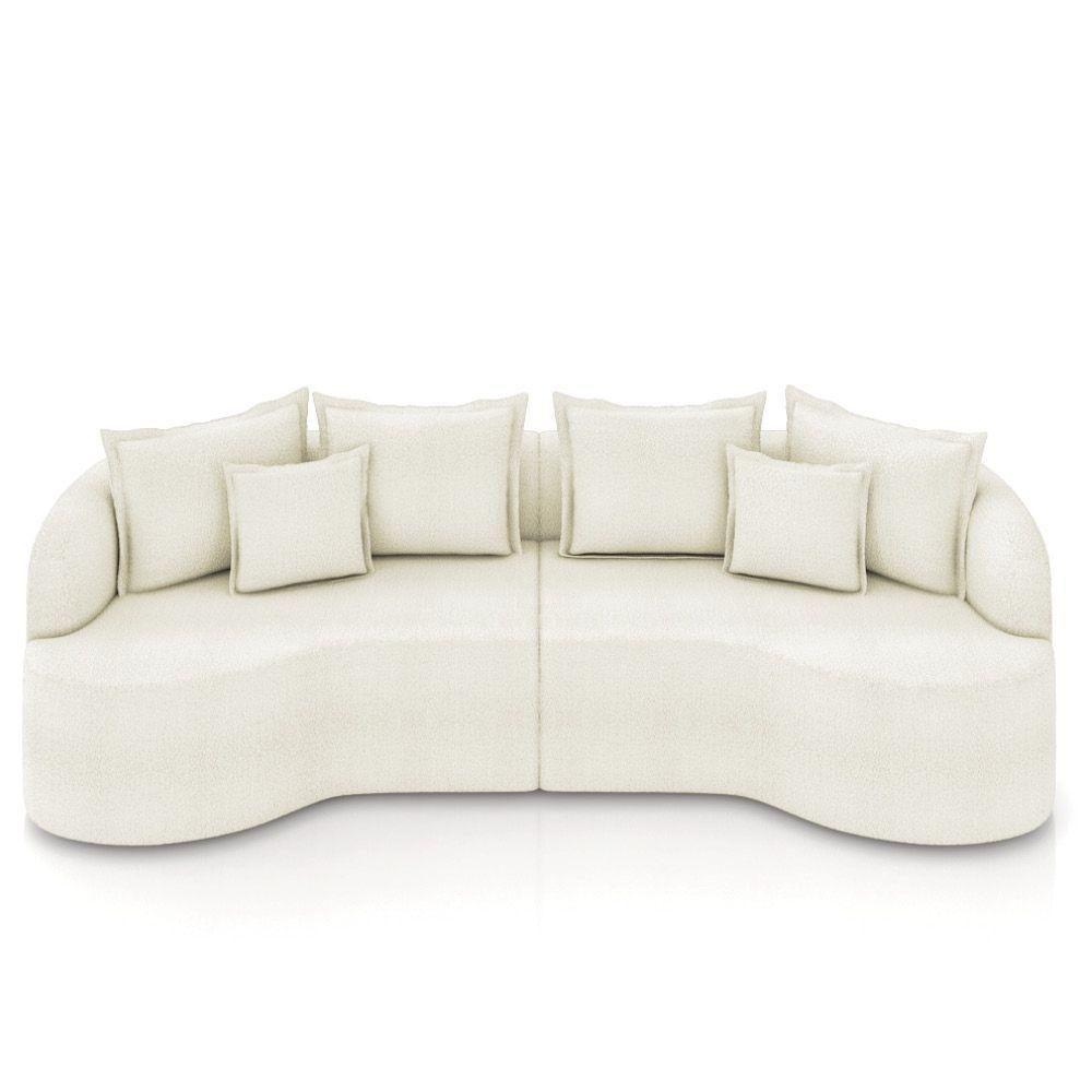 Sofá 5 Lugares Orgânico Living 290cm Mersa Bouclê Bege K01 - D'rossi - 5