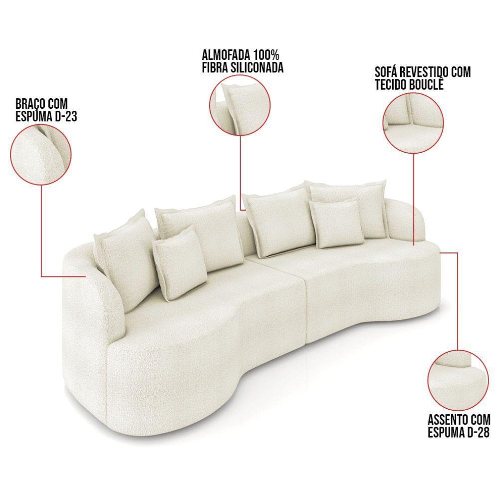 Sofá 5 Lugares Orgânico Living 290cm Mersa Bouclê Bege K01 - D'rossi - 7