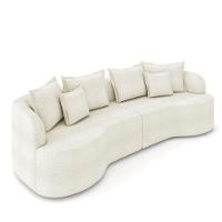 Sofá 5 Lugares Orgânico Living 290cm Mersa Bouclê Bege K01 - D'rossi - 1