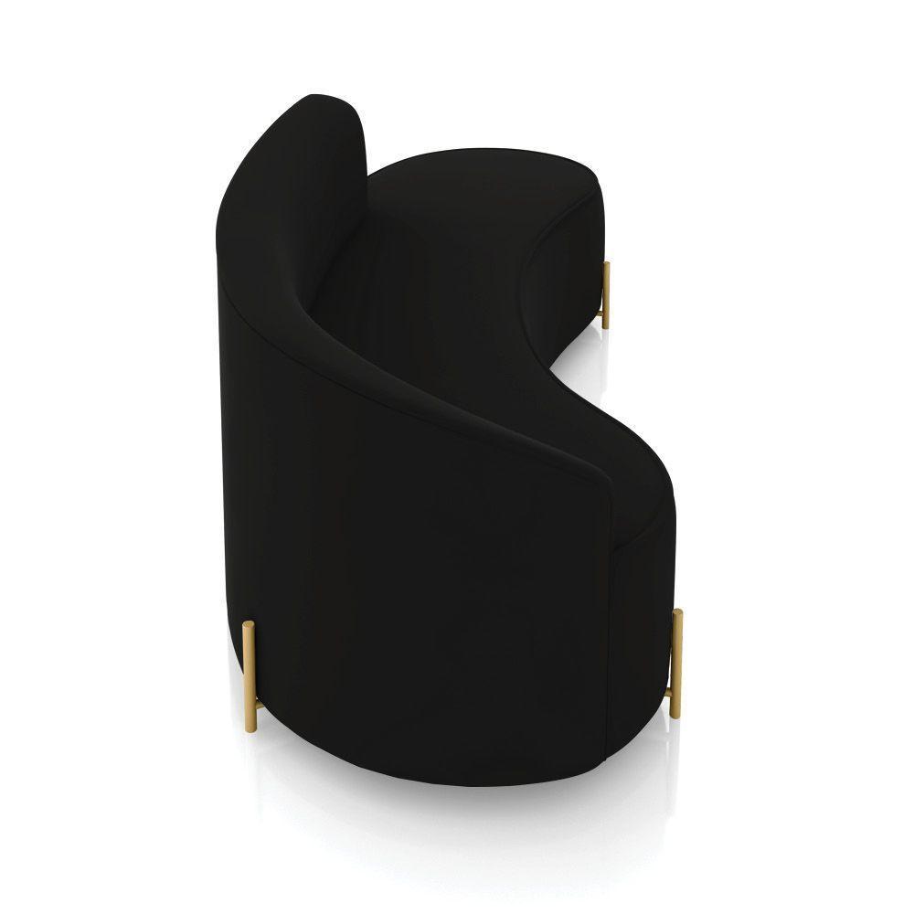 Sofá 4 Lugares Orgânico 220cm Pé Dourado Morgan Veludo Preto D03 - D'rossi - 7