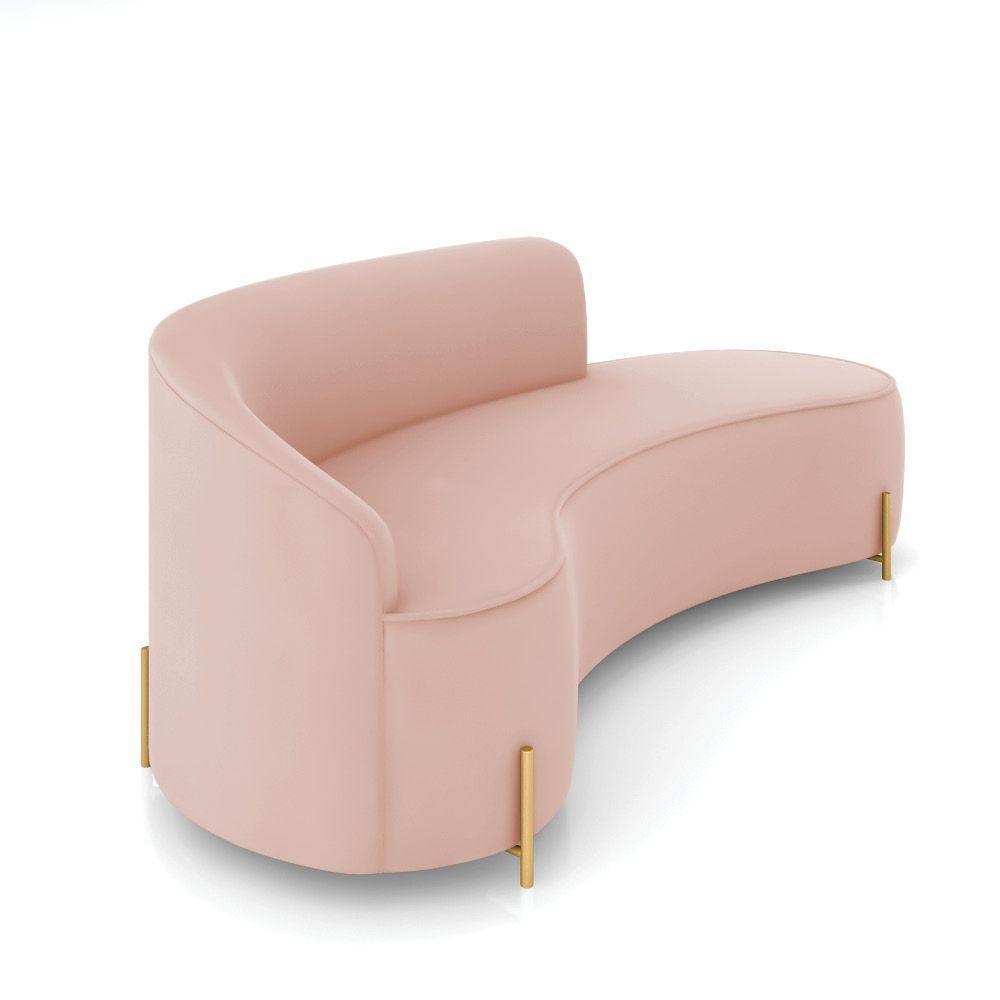 Sofá 4 Lugares Orgânico 220cm Pé Dourado Morgan Veludo Rosê D03 - D'rossi - 6