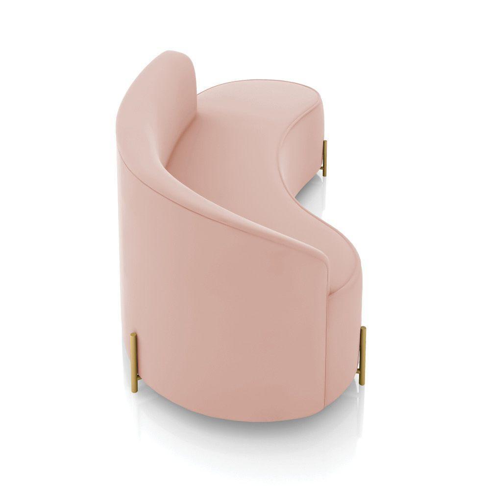 Sofá 4 Lugares Orgânico 220cm Pé Dourado Morgan Veludo Rosê D03 - D'rossi - 7