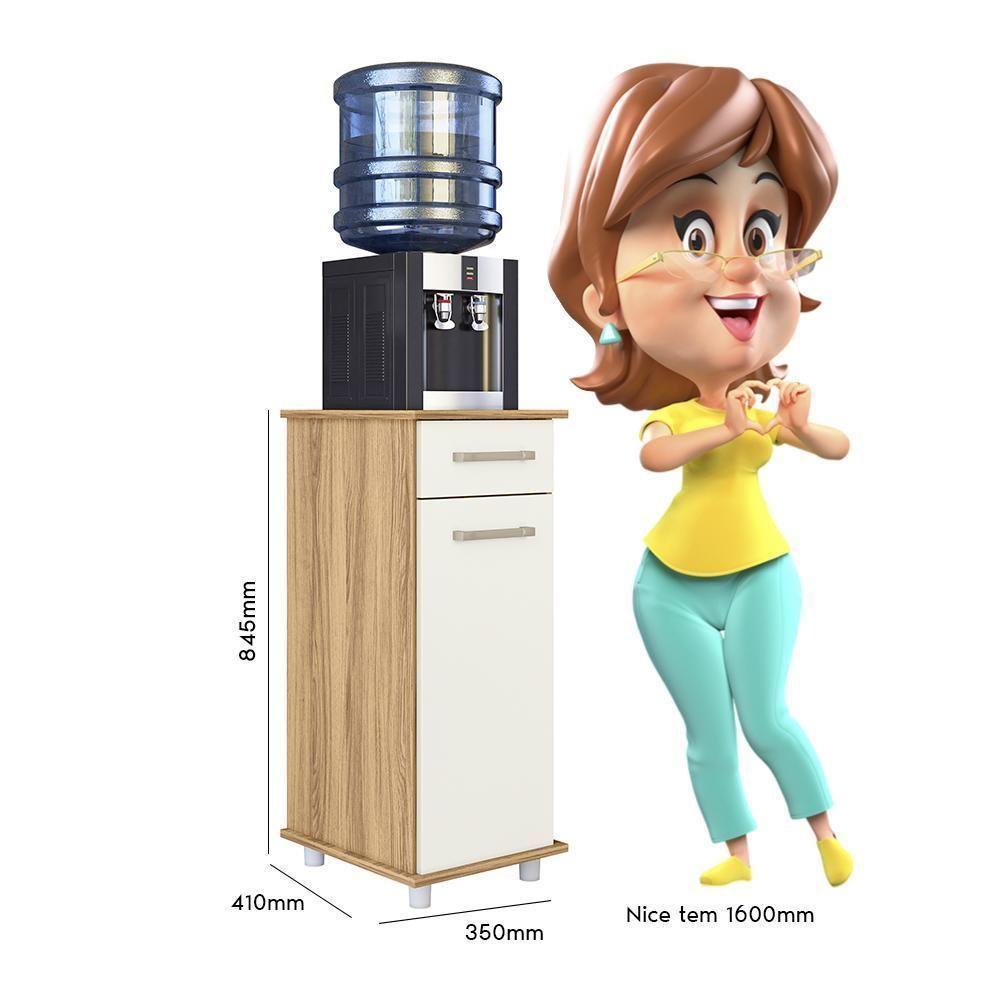 Balcão Multiuso Isis 1 Porta E 1 Gaveta Freijó-off White Cristal - Nicioli Freijó-off White Cristal - 2