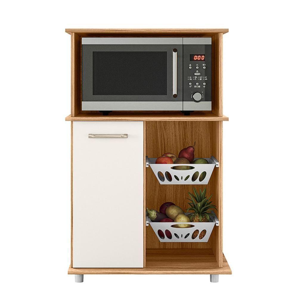 Balcão Multiuso Malu Com Fruteira Freijó-off White Cristal - Nicioli Freijó-off White Cristal - 1