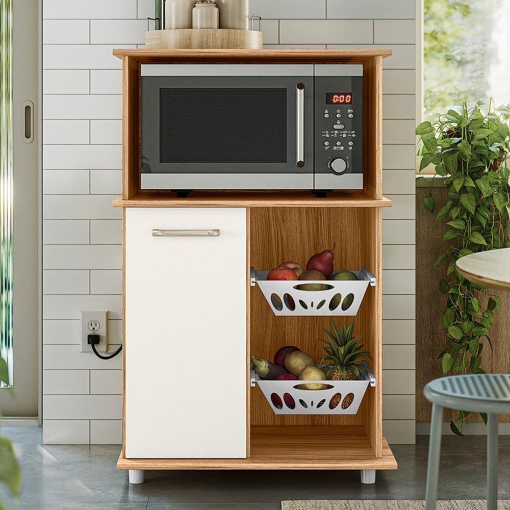 Balcão Multiuso Malu Com Fruteira Freijó-off White Cristal - Nicioli Freijó-off White Cristal - 2