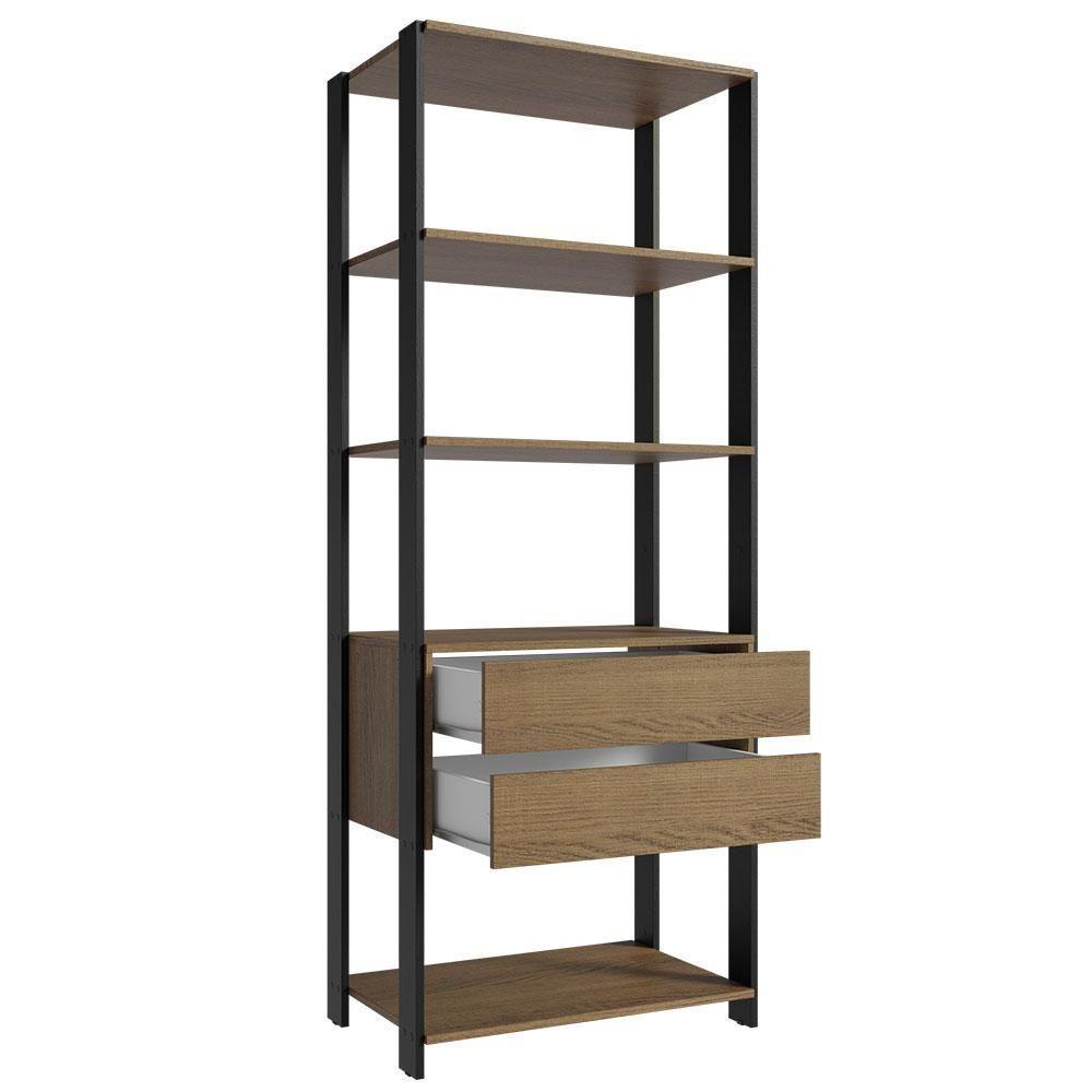 Guarda-roupa Closet Modulado Valencia 2 Gavetas 4 Prateleiras 70 Cm Madesa Rustic/preto - 4