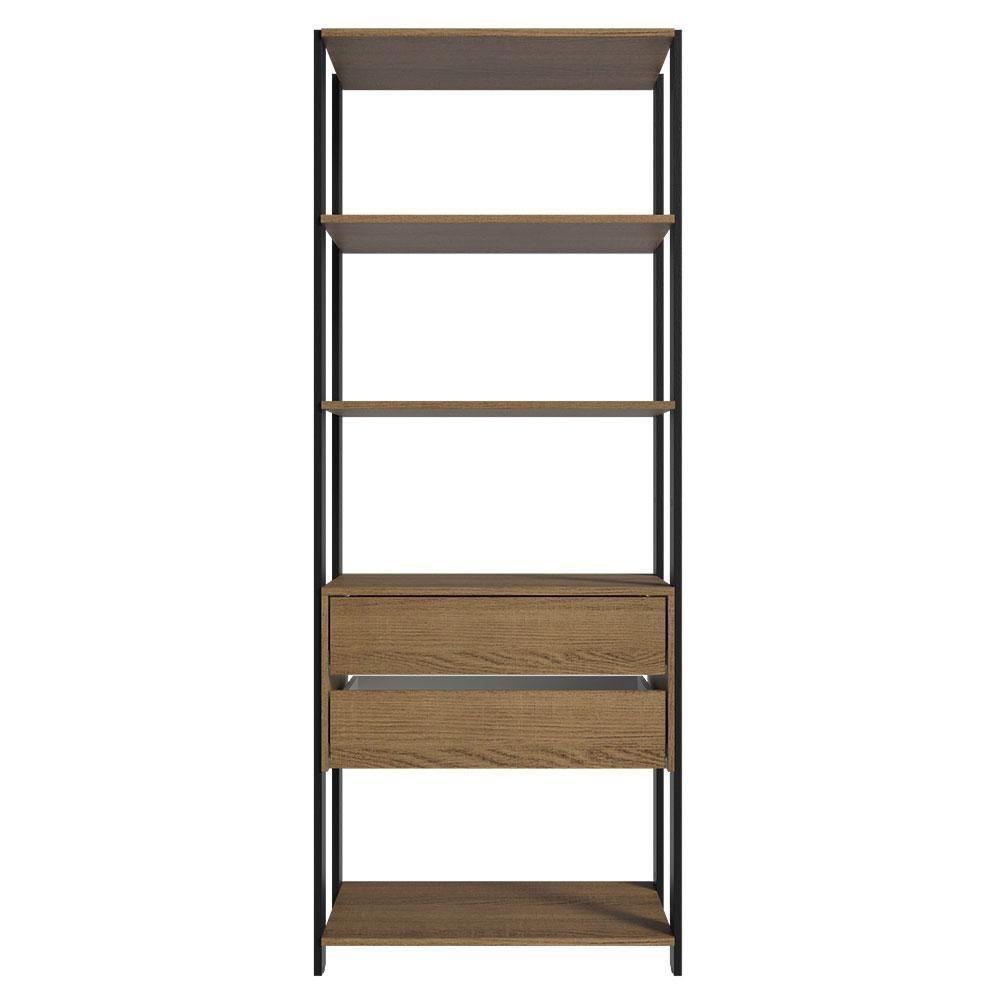 Guarda-roupa Closet Modulado Valencia 2 Gavetas 4 Prateleiras 70 Cm Madesa Rustic/preto - 7