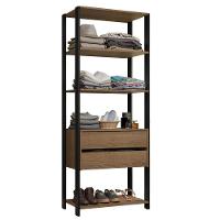 Guarda-roupa Closet Modulado Valencia 2 Gavetas 4 Prateleiras 70 Cm Madesa Rustic/preto - 2