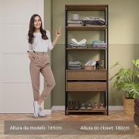 Guarda-roupa Closet Modulado Valencia 2 Gavetas 4 Prateleiras 70 Cm Madesa Rustic/preto - 5