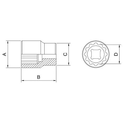 Soquete Estriado Em Aço Cromo Vanádio 21 Mm - Encaixe 3/4" Tramontina