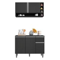 Kit De Cozinha Vanessa Balcão Com Tampo Mdp E Aéreo Cinza - Ajl Móveis Cinza - 1