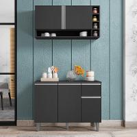 Kit De Cozinha Vanessa Balcão Com Tampo Mdp E Aéreo Cinza - Ajl Móveis Cinza - 2