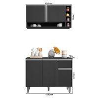 Kit De Cozinha Vanessa Balcão Com Tampo Mdp E Aéreo Cinza - Ajl Móveis Cinza - 4