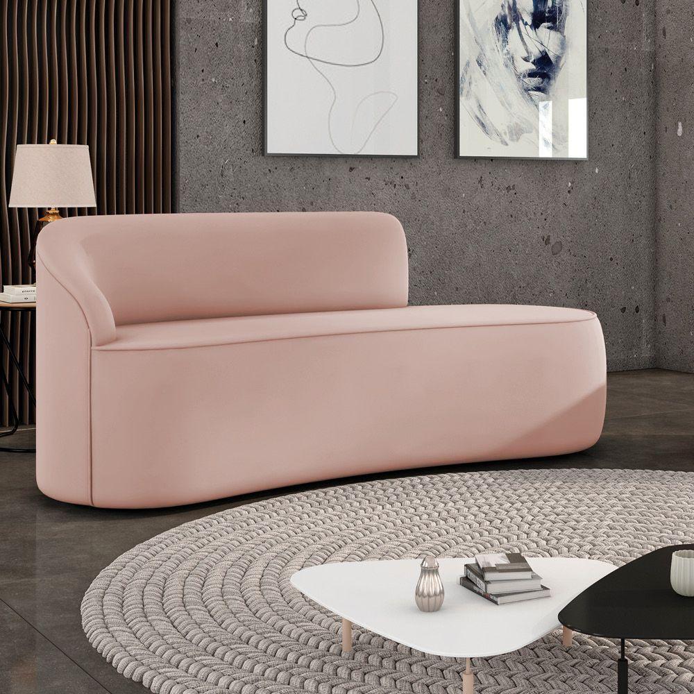 Sofá 2 Lugares Orgânico 140 Cm Morgan Veludo Rosê D03 - D'rossi - 2