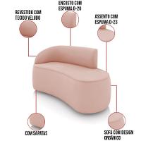Sofá 2 Lugares Orgânico 140 Cm Morgan Veludo Rosê D03 - D'rossi - 3