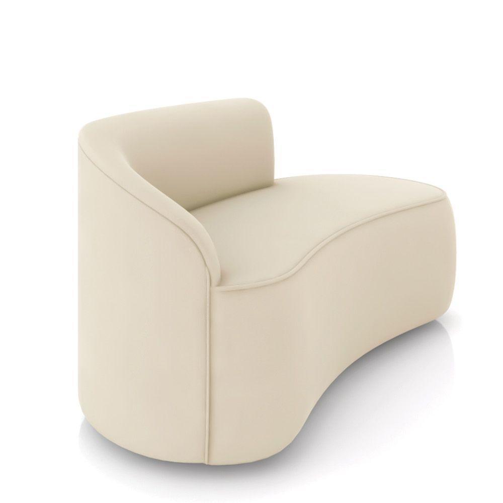 Sofá 2 Lugares Orgânico 140 Cm Morgan Veludo Bege D03 - D'rossi - 6