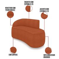 Sofá 2 Lugares Orgânico 140 Cm Morgan Bouclê Terracota D03 - D'rossi - 3