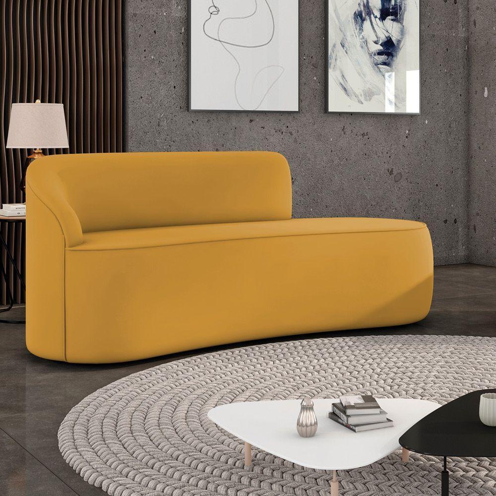 Sofá 2 Lugares Orgânico 140 Cm Morgan Veludo Mostarda D03 - D'rossi - 2