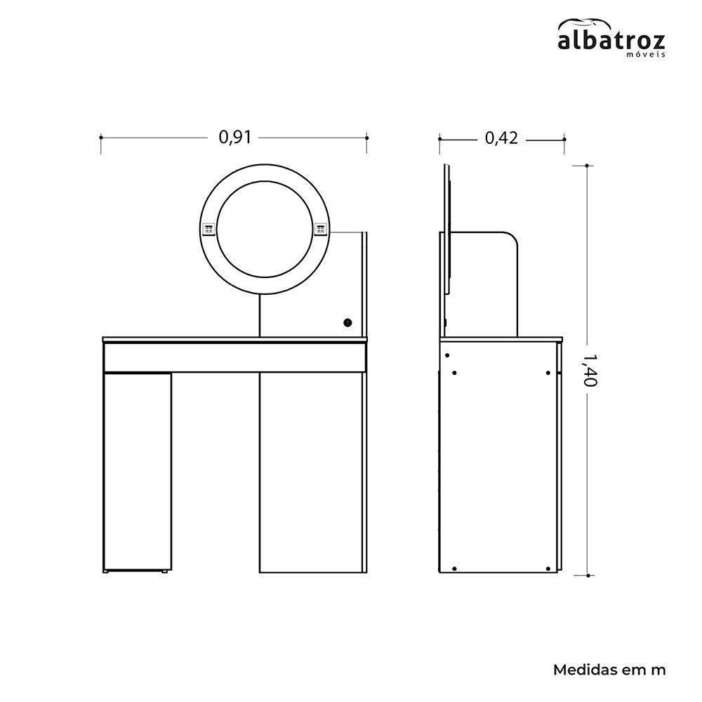 Penteadeira Camarim áurea 1 Porta E 1 Gaveta Cinamomo-off White - Móveis Albatroz Cinamomo-off White - 6