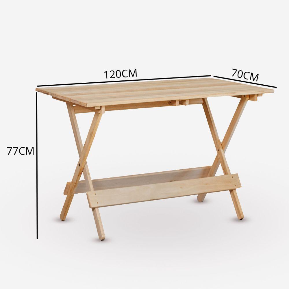 Conjunto De Mesa 120x70 E 04 Cadeiras Dobrável Eucalipto Sem Pintura - 4