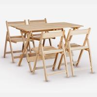 Conjunto De Mesa 120x70 E 04 Cadeiras Dobrável Eucalipto Sem Pintura - 1