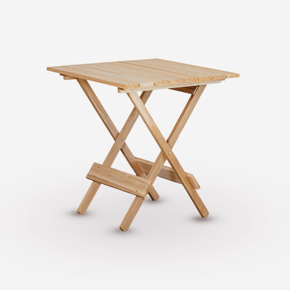 Conjunto De Mesa 70x70 E 02 Cadeiras Dobráveis Em Eucalipto Sem Pintura - 2