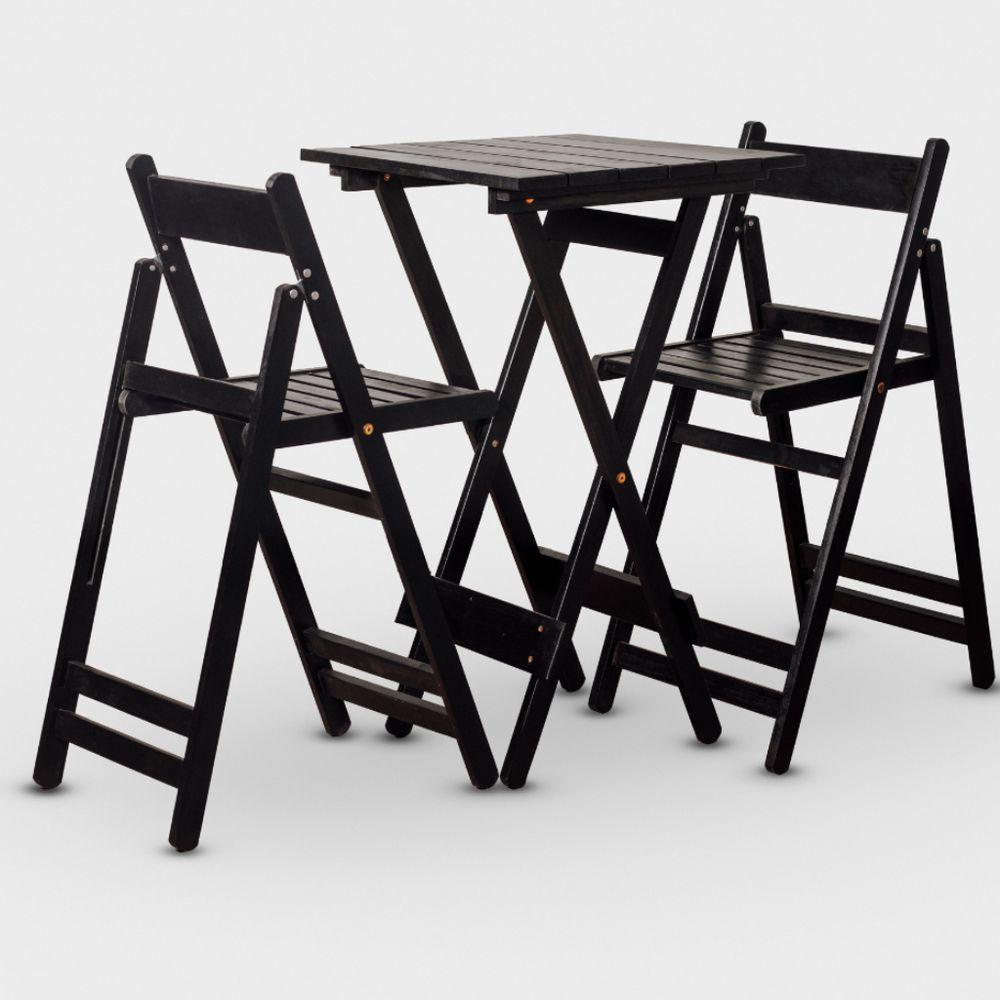 Conjunto De Mesa Bistrô E 02 Cadeiras Cor Preta - 1