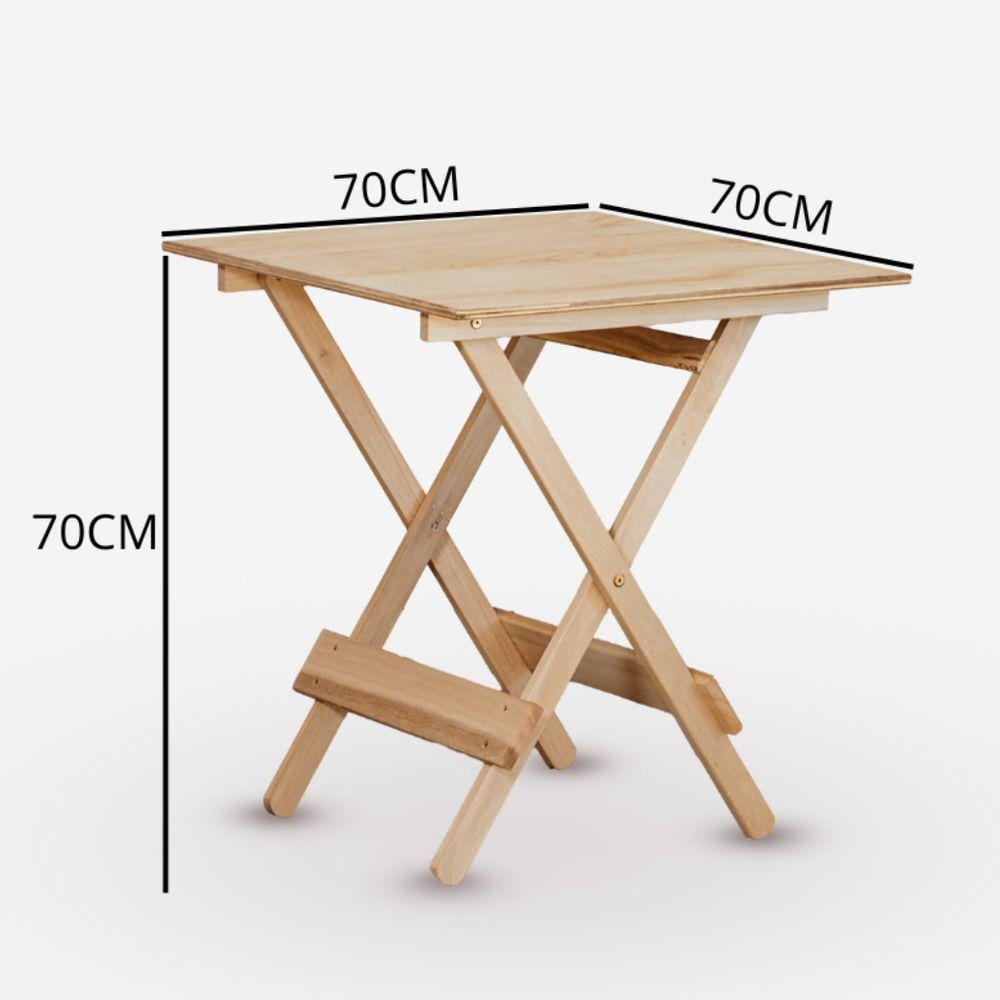 Conjunto De Mesa 70x70 Em Compensado E 04 Cadeiras Dobráveis Sem Pintura - 4