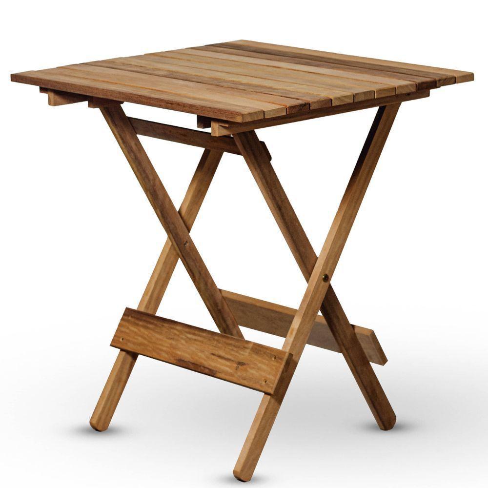 Conjunto De Mesa 70x70 E 02 Cadeiras Dobráveis Em Madeira Nobre Sem Pintura - 2