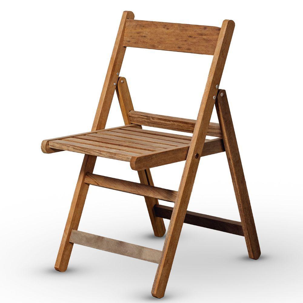 Conjunto De Mesa 70x70 E 02 Cadeiras Dobráveis Em Madeira Nobre Sem Pintura - 3