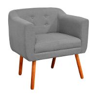 Kit 02 Poltronas Julia Linho Cinza A26 Pés Palito Castanho - 2