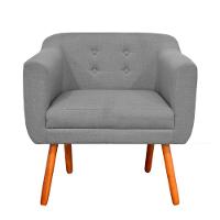 Kit 02 Poltronas Julia Linho Cinza A26 Pés Palito Castanho - 3