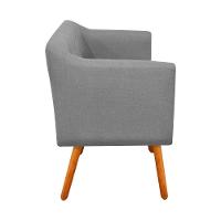 Kit 02 Poltronas Julia Linho Cinza A26 Pés Palito Castanho - 4