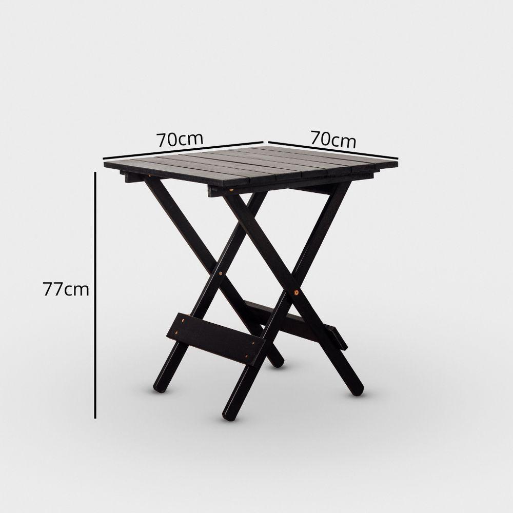 Conjunto De Mesa 70x70 E 02 Cadeiras Dobráveis Cor Preta - 4